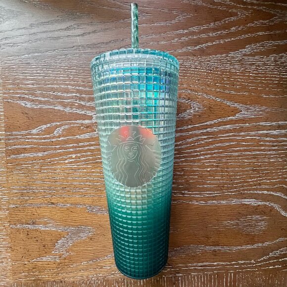 Starbucks 2022 Jade Green Gradient Ombre Iridescent Drink Tumbler 24 Ounce - Picture 1 of 5